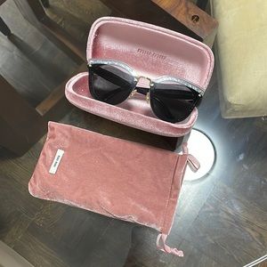 Miu Miu Glitter Cat Eye Sunglasses - 65 mm in gray/blue